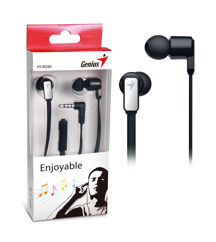 Genius HS-M260 In-Ear Stereo Headphones with Mic, Black